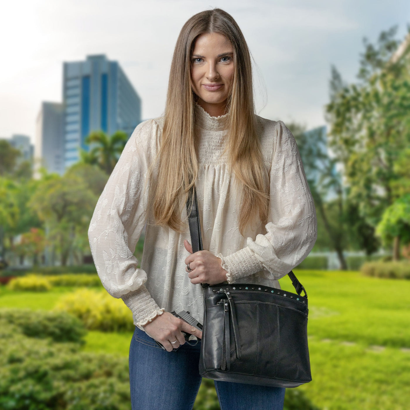 Denim Plated Caracol Bucket Concealed Carry Purse | MoonStruck Leather Concealed  Carry Purses