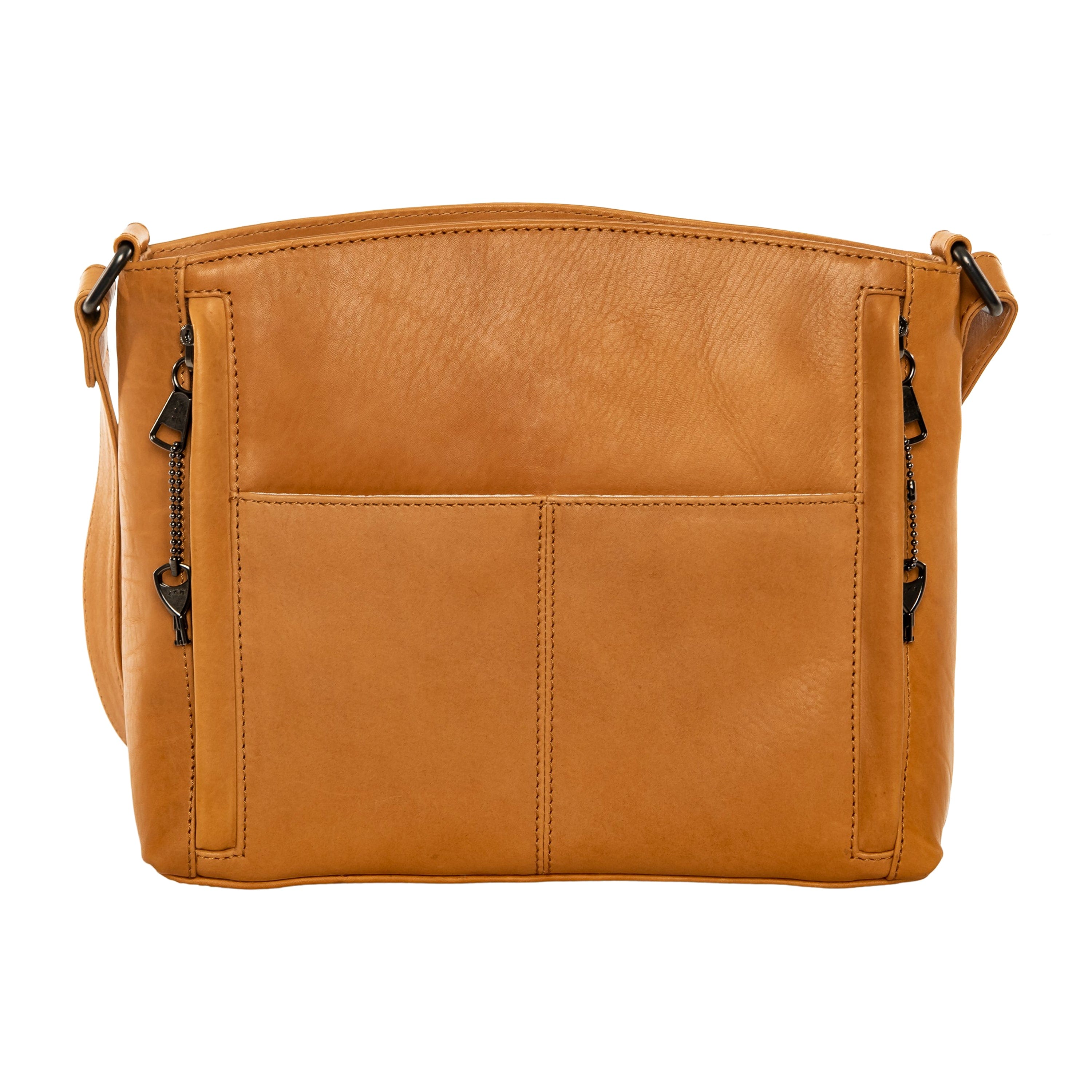 Concealed Carry Brynn Arched Leather Crossbody -  Lady Conceal -  Concealed Carry Purse - conceal and carry purse for women - tactical pistol bag - Locking Conceal and Carry Purse with Universal Holster for Handguns - Unique Hide Crossbody Gun and Pistol Bag