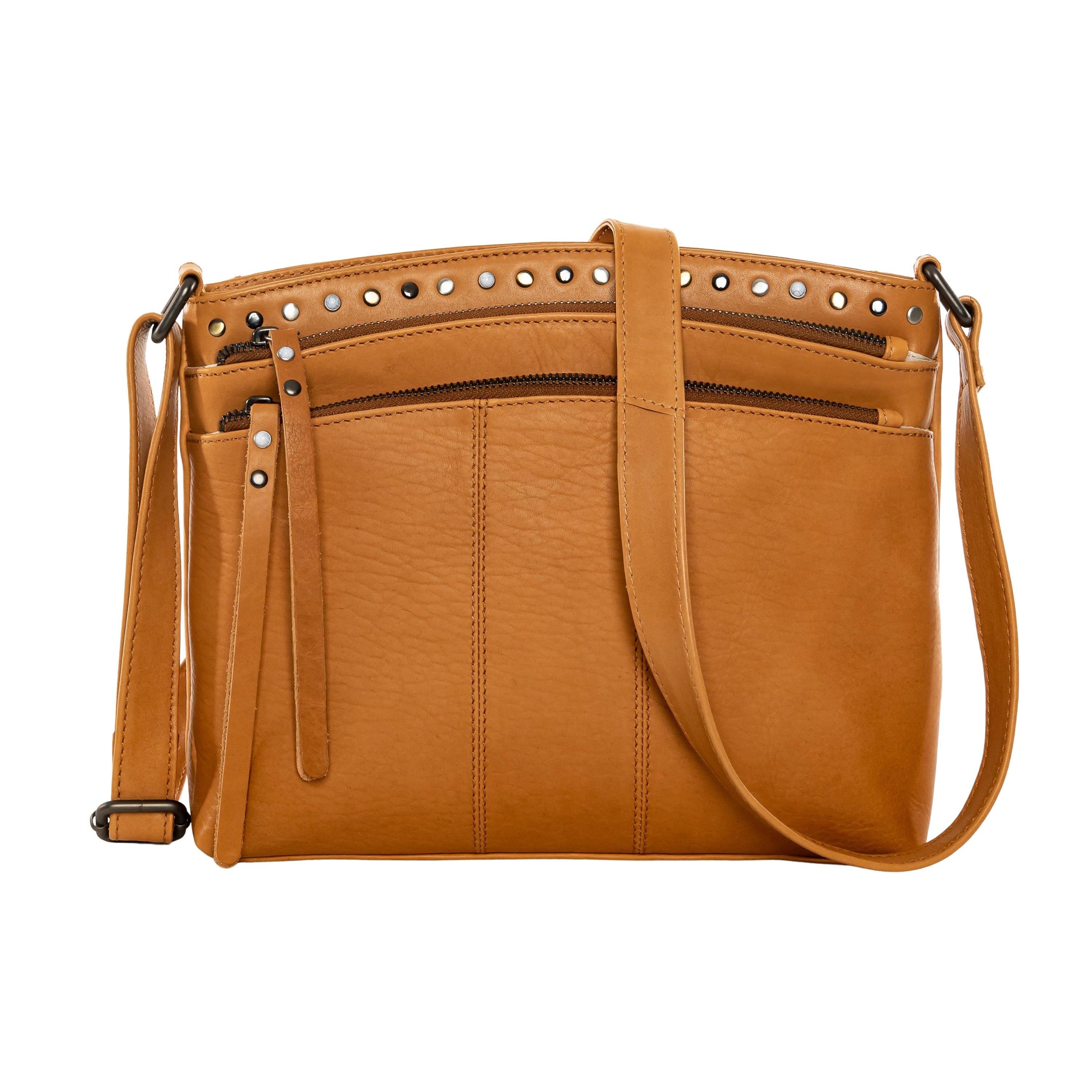 Concealed Carry Brynn Arched Leather Crossbody -  Lady Conceal -  Concealed Carry Purse - conceal and carry purse for women - tactical pistol bag - Locking Conceal and Carry Purse with Universal Holster for Handguns - Unique Hide Crossbody Gun and Pistol Bag