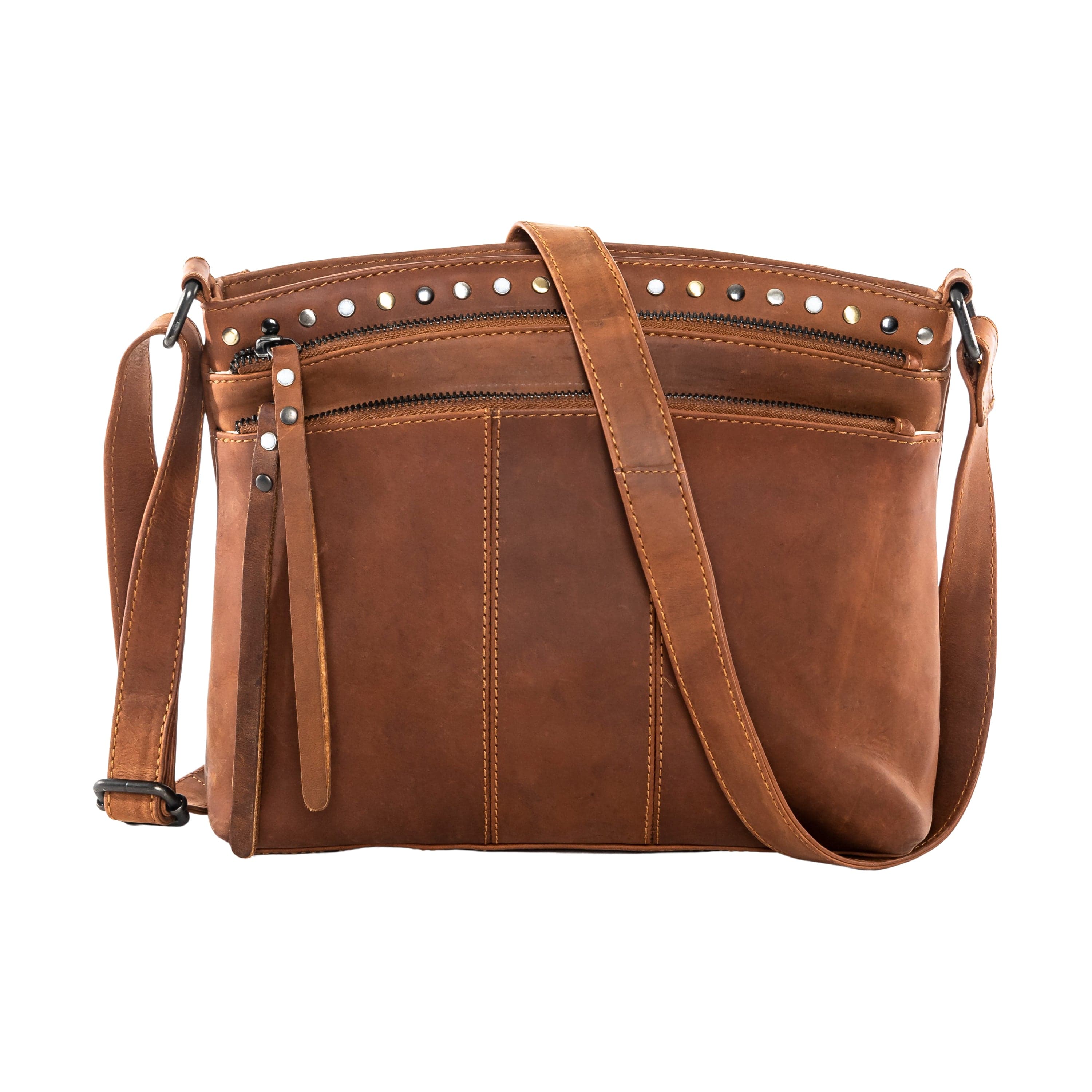 Concealed Carry Brynn Arched Leather Crossbody -  Lady Conceal -  Concealed Carry Purse - conceal and carry purse for women - tactical pistol bag - Locking Conceal and Carry Purse with Universal Holster for Handguns - Unique Hide Crossbody Gun and Pistol Bag