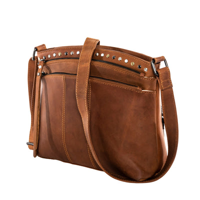 Concealed Carry Brynn Arched Leather Crossbody -  Lady Conceal -  Concealed Carry Purse - conceal and carry purse for women - tactical pistol bag - Locking Conceal and Carry Purse with Universal Holster for Handguns - Unique Hide Crossbody Gun and Pistol Bag