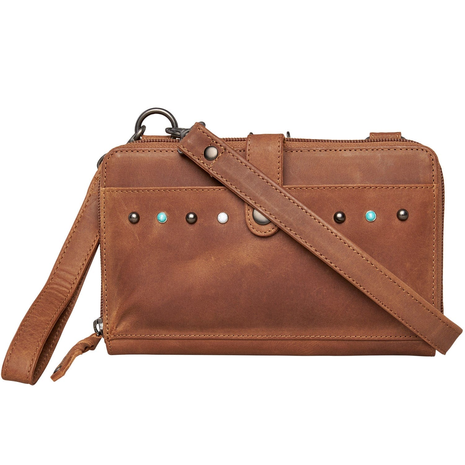 Concealed Carry Millie Leather Crossbody Organizer by Lady Conceal Small Cognac