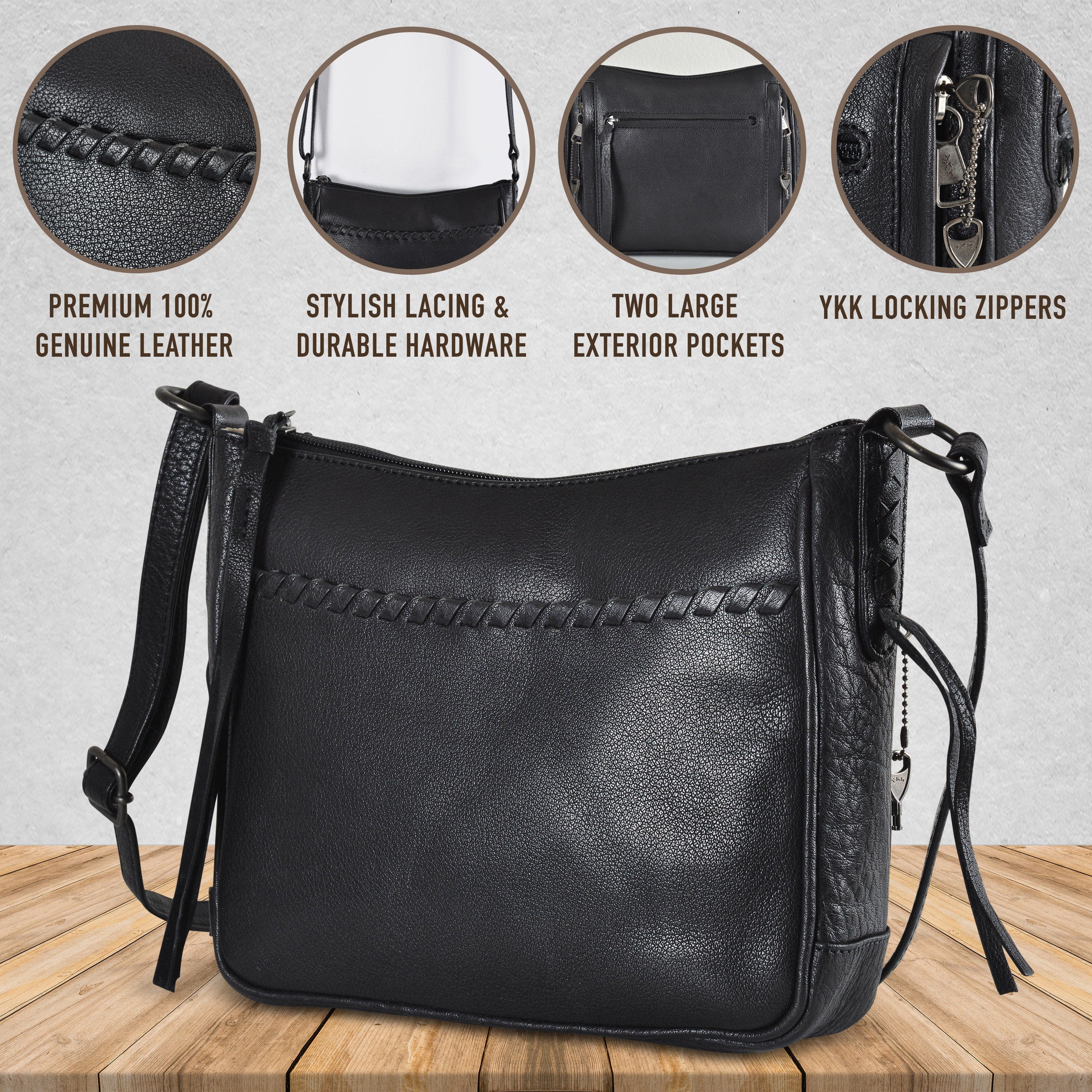 Concealed Carry Callie Leather Crossbody -  Purse for glock -  Lady Conceal -  Concealed Carry Purse -   conceal and cary purse for women -   Locking Conceal and Carry Purse with Universal Holster for Handguns -  Unique Hide Crossbody Gun and Pistol Bag -  crossbody bag for concealed gun carry -  Unique BLACK Callie Brynn Arched Crossbody gun bag - 	 concealed carry crossbody Callie gun purse -  concealed carry crossbody Callie  leather gun purse with locking zipper -  concealed carry purse for woman