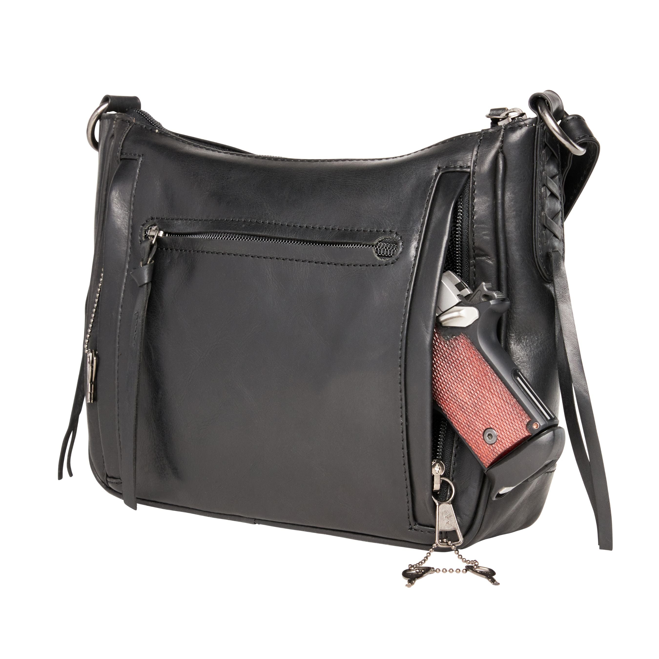 Concealed Carry Callie Leather Crossbody -  Purse for glock -  Lady Conceal -  Concealed Carry Purse -   conceal and cary purse for women -   Locking Conceal and Carry Purse with Universal Holster for Handguns -  Unique Hide Crossbody Gun and Pistol Bag -  crossbody bag for concealed gun carry -  Unique BLACK Callie Brynn Arched Crossbody gun bag - 	 concealed carry crossbody Callie gun purse -  concealed carry crossbody Callie  leather gun purse with locking zipper -  concealed carry purse for woman