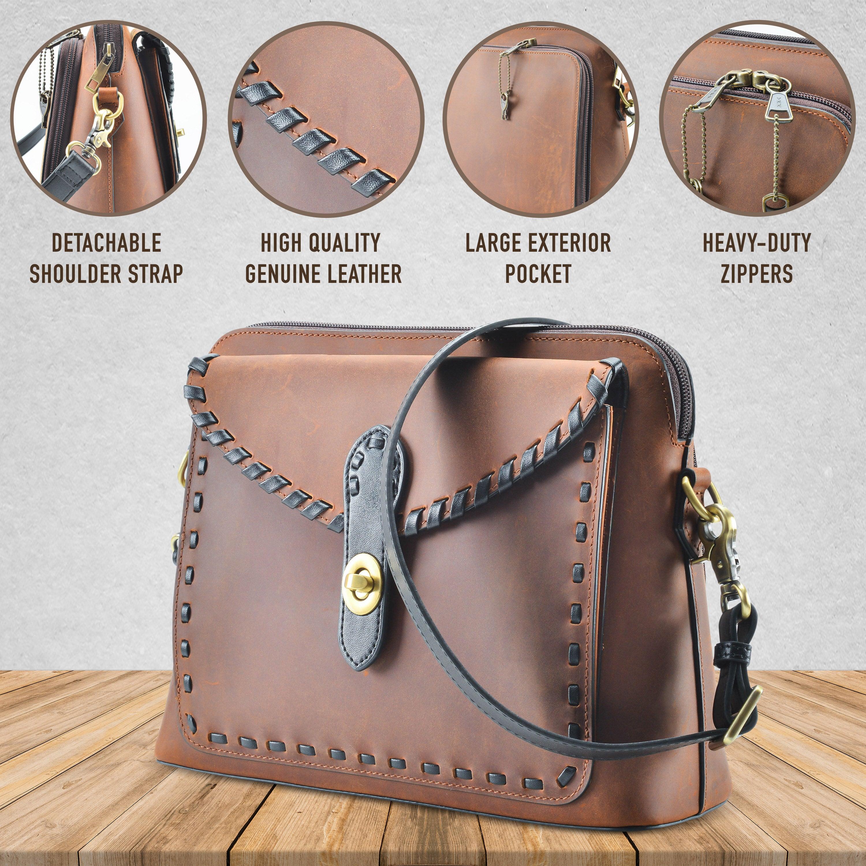 Concealed Carry Evelyn Leather Crossbody -  Lady Conceal -  soft leather shoulder bags for women's -  crossbody bags for everyday use -  most popular crossbody bag -  crossbody bags for guns -  crossbody handgun bag -  Unique Hide Purse -  Conceal Carry Western Purse -  Stylish Carry Evelyn Leather Bag -  Bag for Conceal Carrying Women - -  Gun Bag for Women