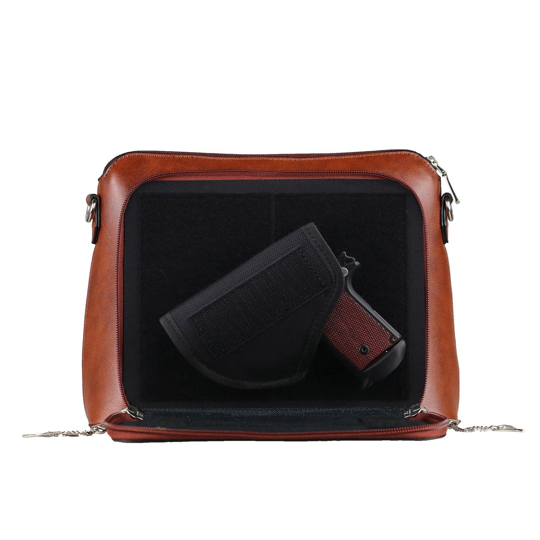Concealed Carry Evelyn Leather Crossbody -  Lady Conceal -  soft leather shoulder bags for women's -  crossbody bags for everyday use -  most popular crossbody bag -  crossbody bags for guns -  crossbody handgun bag -  Unique Hide Purse -  Conceal Carry Western Purse -  Stylish Carry Evelyn Leather Bag -  Bag for Conceal Carrying Women - -  Gun Bag for Women