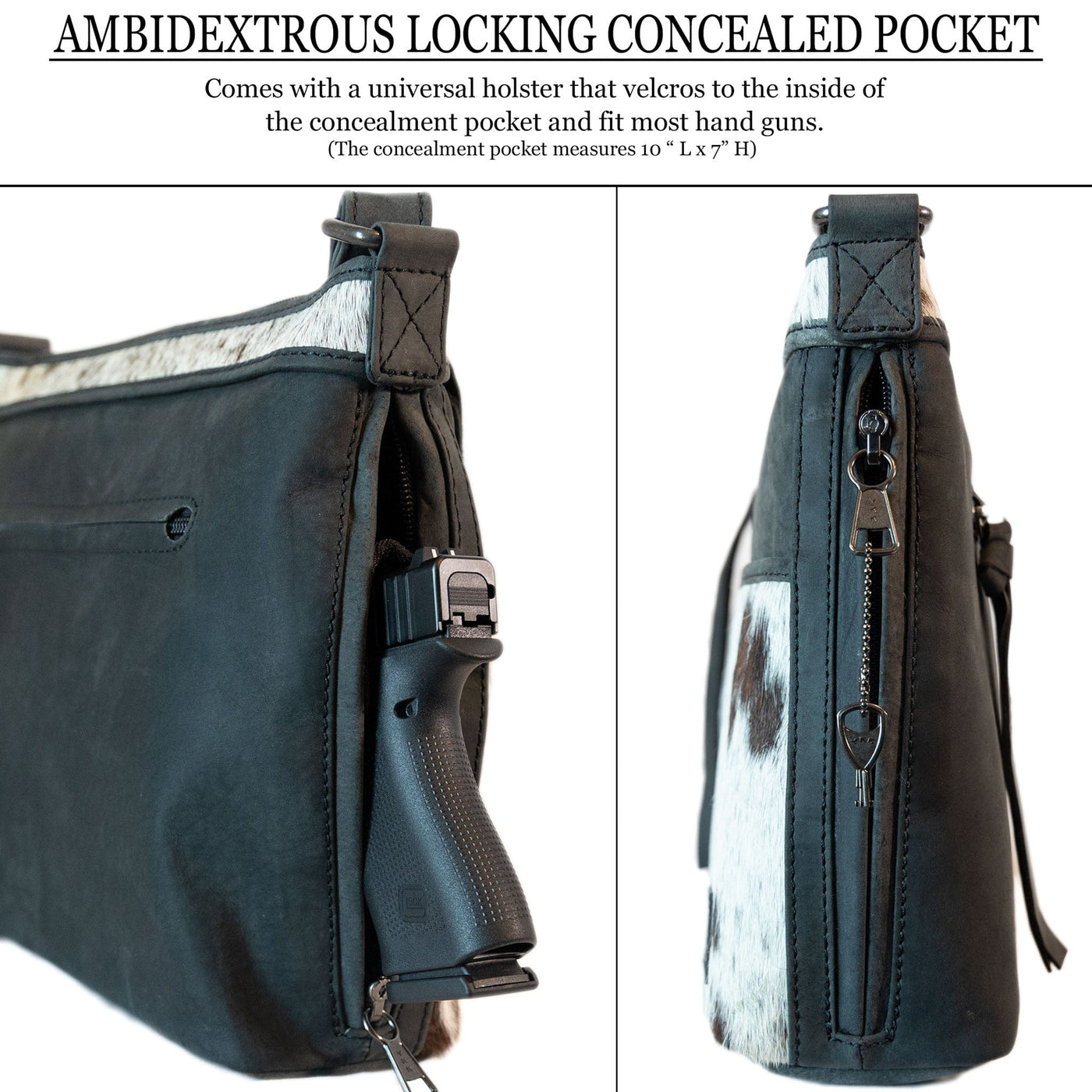 Concealed Carry Diana Crossbody by UC Leather Company -  soft leather shoulder bags for women's -  crossbody bags for everyday use -  most popular crossbody bag -  crossbody bags for guns -  crossbody handgun bag -  Unique Hide Purse -  Conceal Carry Western Purse -  Stylish CCW Bag -  Bag for Conceal Carrying Women - -  Gun Bag for Women