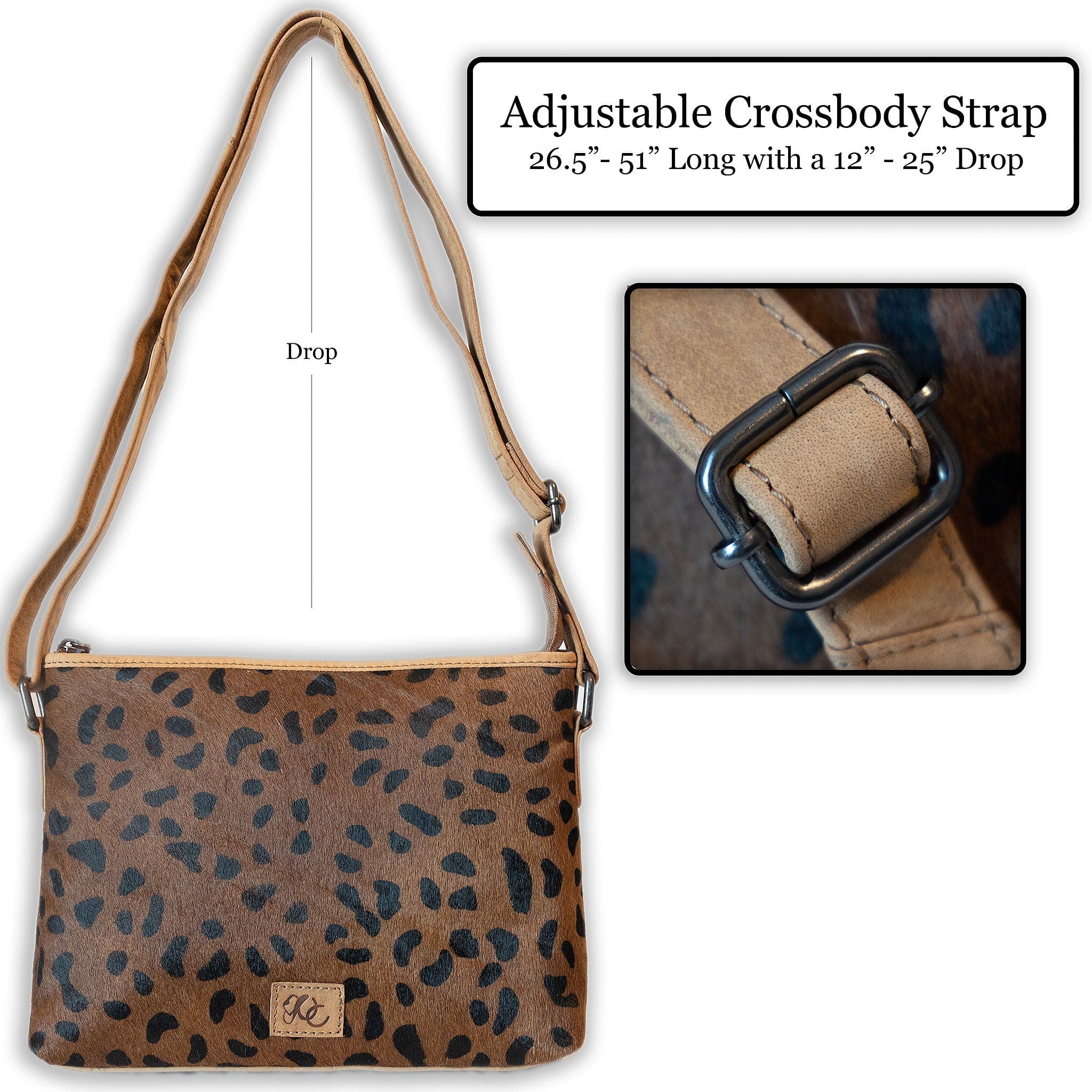 Brand New Brown Cheetah high quality Leather Sling Bag Purse